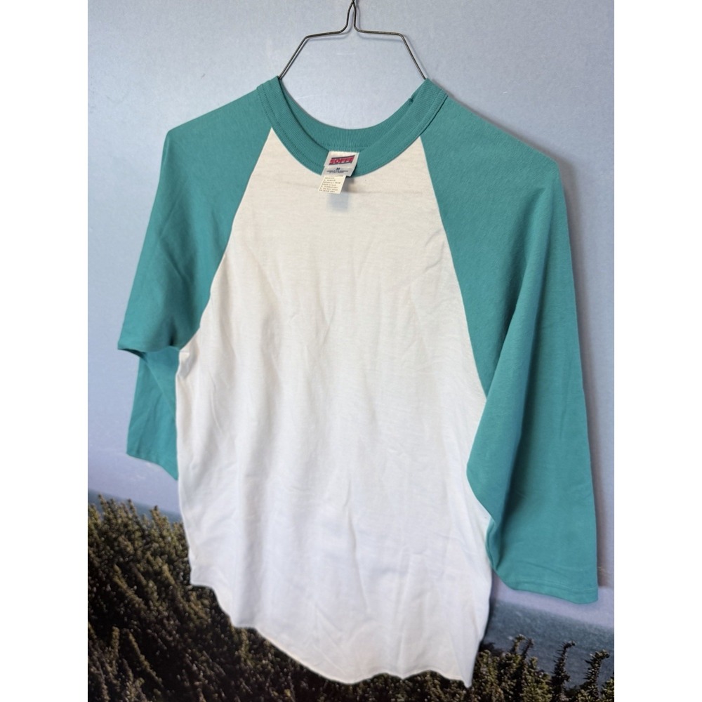 90s Soffee Vintage Baseball Shirt Adult M Teal 3/4 Sleeve Fungo Tee